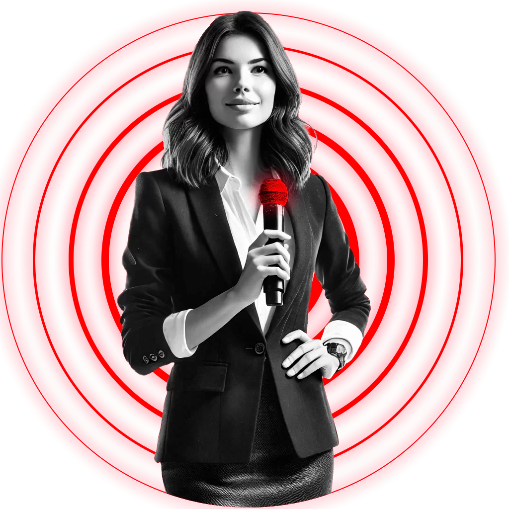 Lider feminina segurando microfone - curso oratória para líderes